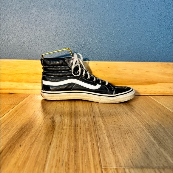 Vans Shoes - Vans sk8-Hi Black Leather and White High-Top Sneakers mens 7/womens 8.5